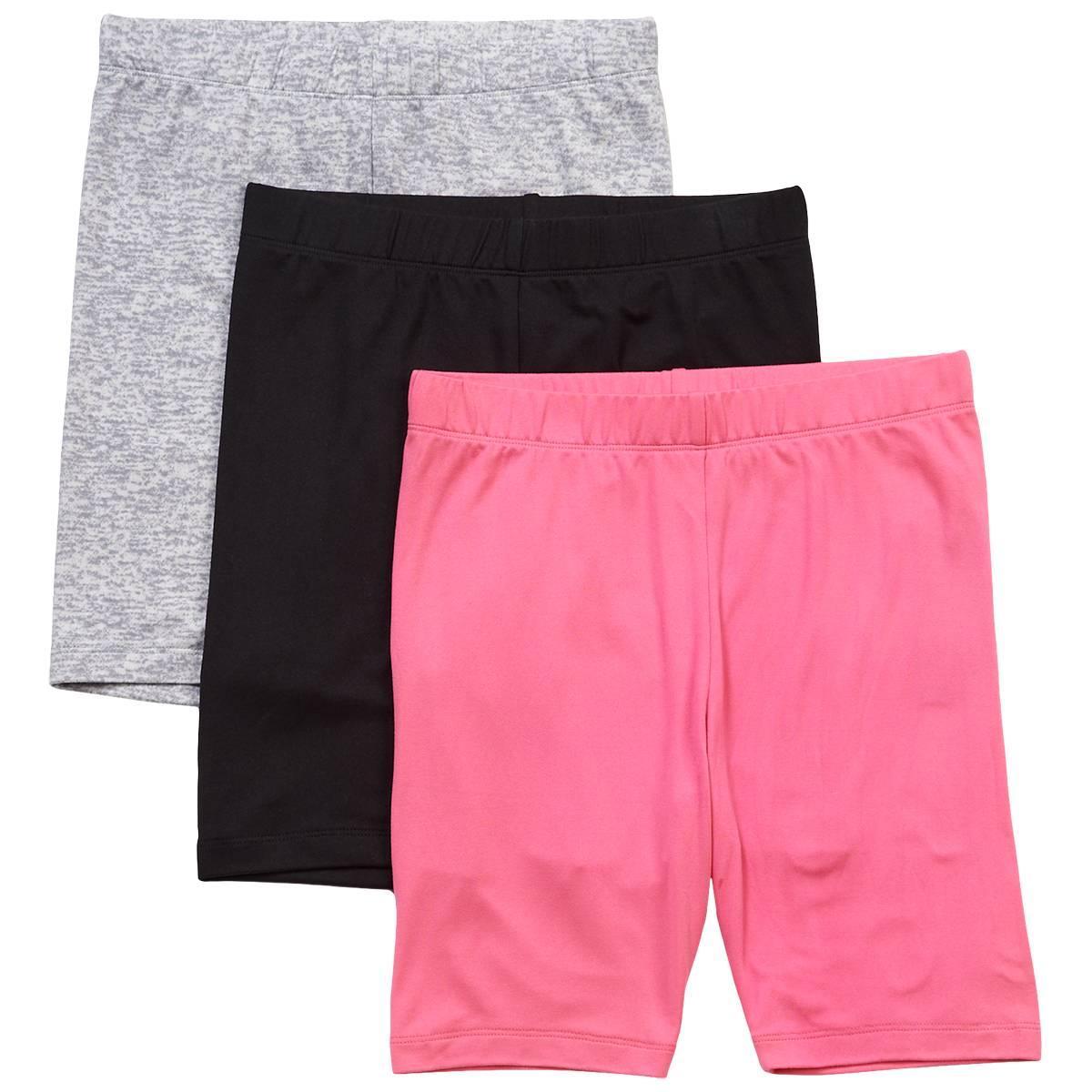 Girls (7-16) Star Ride(R) 3pk. Solid/Marled Bike Shorts