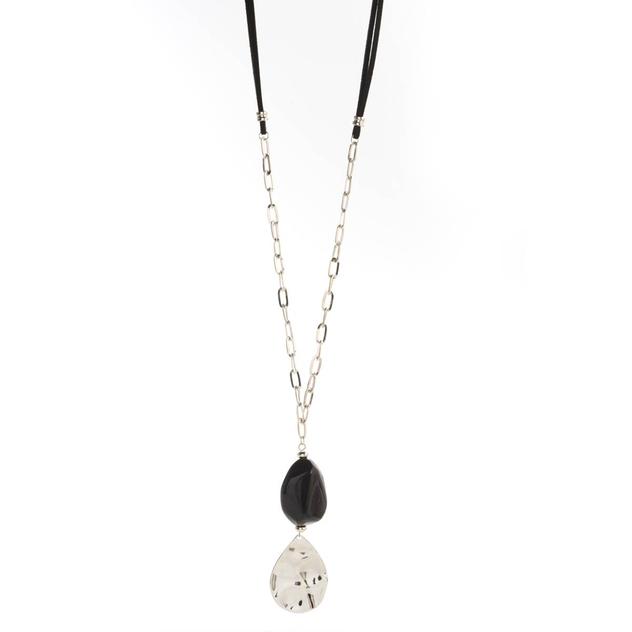 Ashley Cooper™ Oval Ring Black Teardrop Pendant Necklace