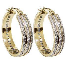 Gianni Argento Gold Plated Baguette Hoop Earrings