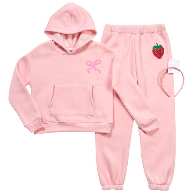 Girls (7-12) BTween® Strawberry/Bow Hoodie & Jogger Set
