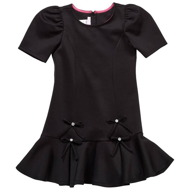 Girls (7-16) Bonnie Jean Short Sleeve Solid Bow Accent Dress