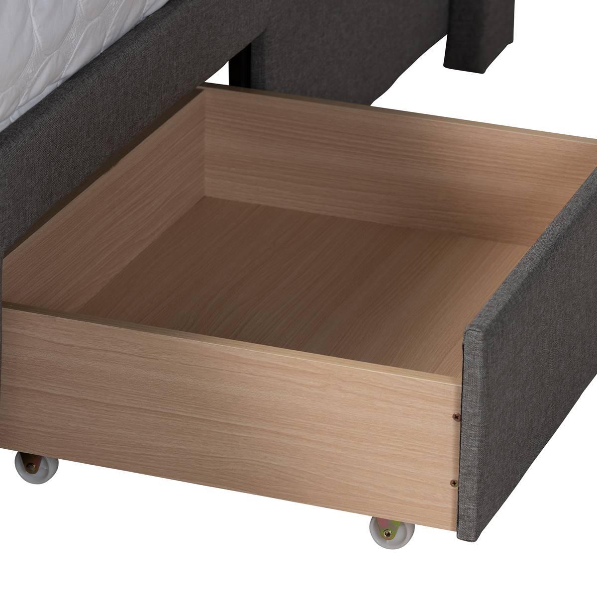 Baxton Studio Coronado Grey Fabric 3-Drawer Storage Platform Bed