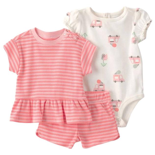 Baby Girl (9-24M) Carter's® 3pc. Stripes & Ice Cream Shorts Set