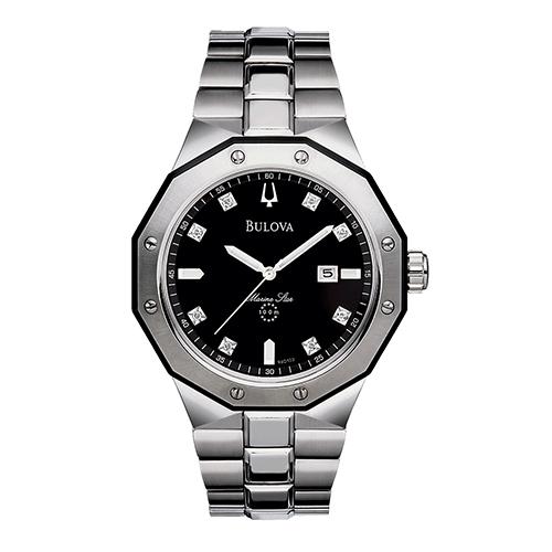 Mens Bulova Diamond Accented Steel Bracelet Watch - 98D103