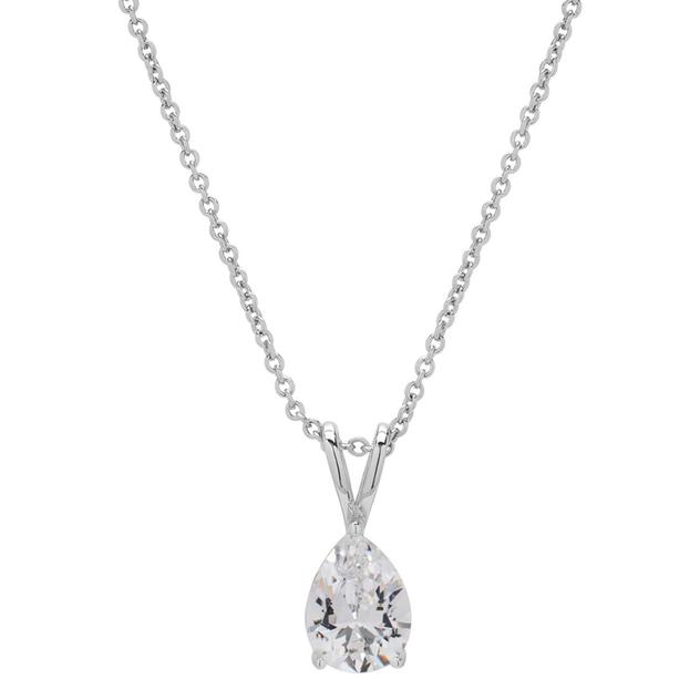 Gianni Argento Sterling Silver Lab White Sapphire Pear Necklace