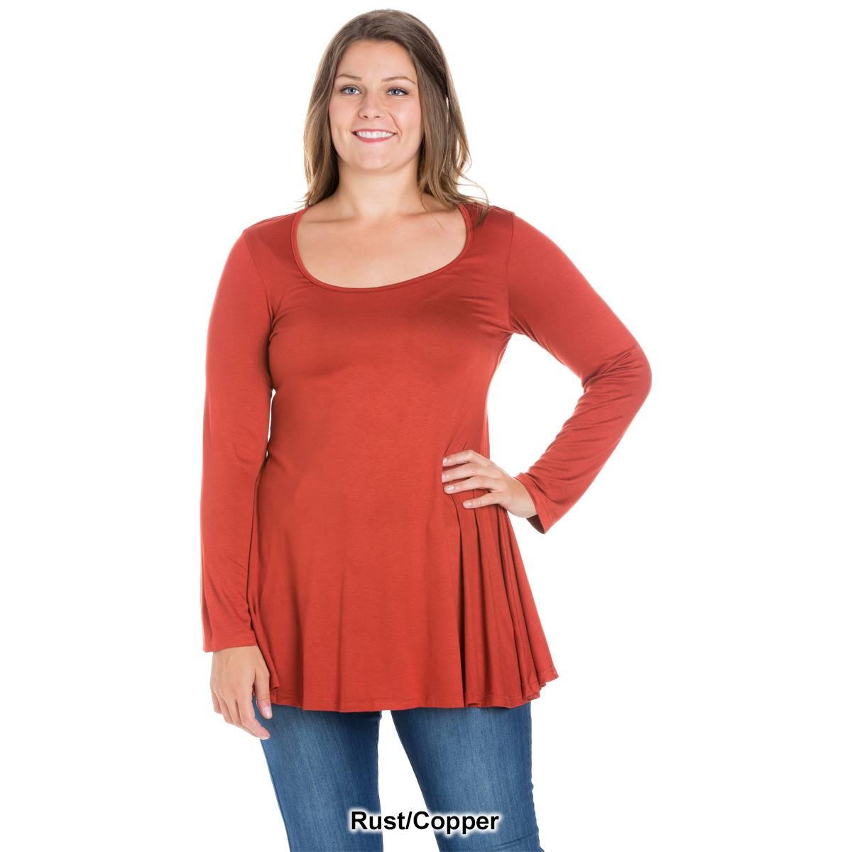 Plus Size 24/7 Comfort Apparel Poised Long Sleeve Swing Tunic