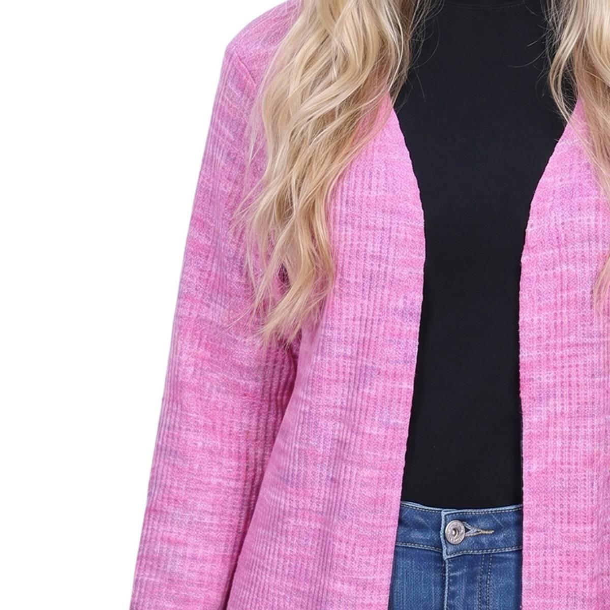 Womens NY Collection Long Sleeve Marled Rib Knit Open Cardigan