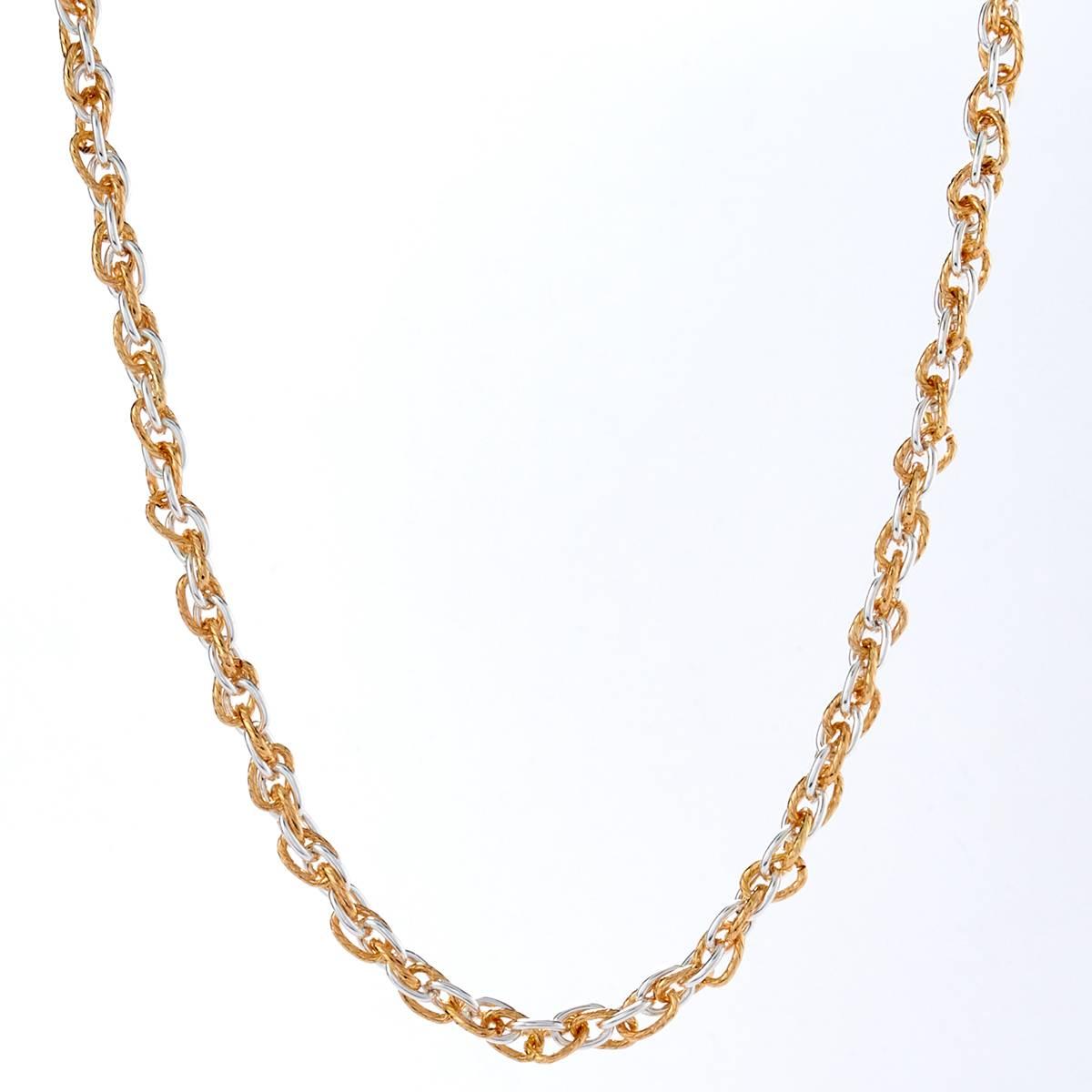 Design Collection 18in. Polished Rope Link Two-Tone Necklace
