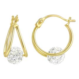 14kt. Gold Crystal Bead Hoop Earrings