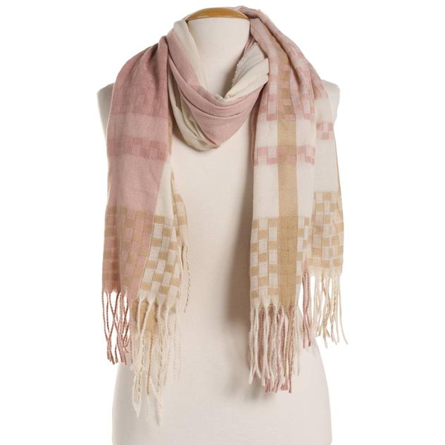 Womens Vince Camuto Textured Color Block Feather Soft Scarf