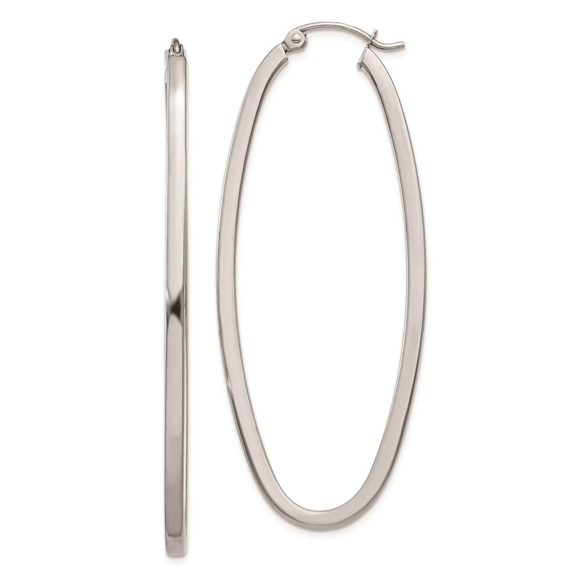 Gold Classics(tm) 14kt. White Gold Large Oval Hoop Earrings