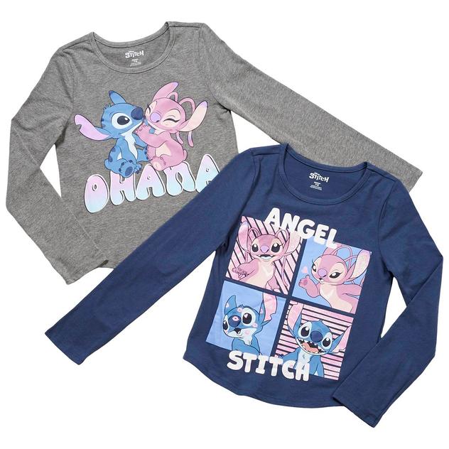 Girls (7-12) Disney Stitch & Angel 2pk. Long Sleeve Graphic Tees
