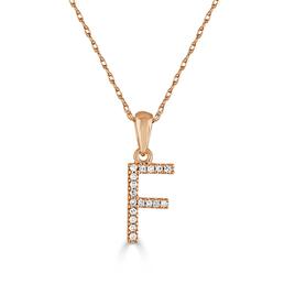 Diamond Classics(tm) 14kt. Rose Gold Initial F Letter Necklace