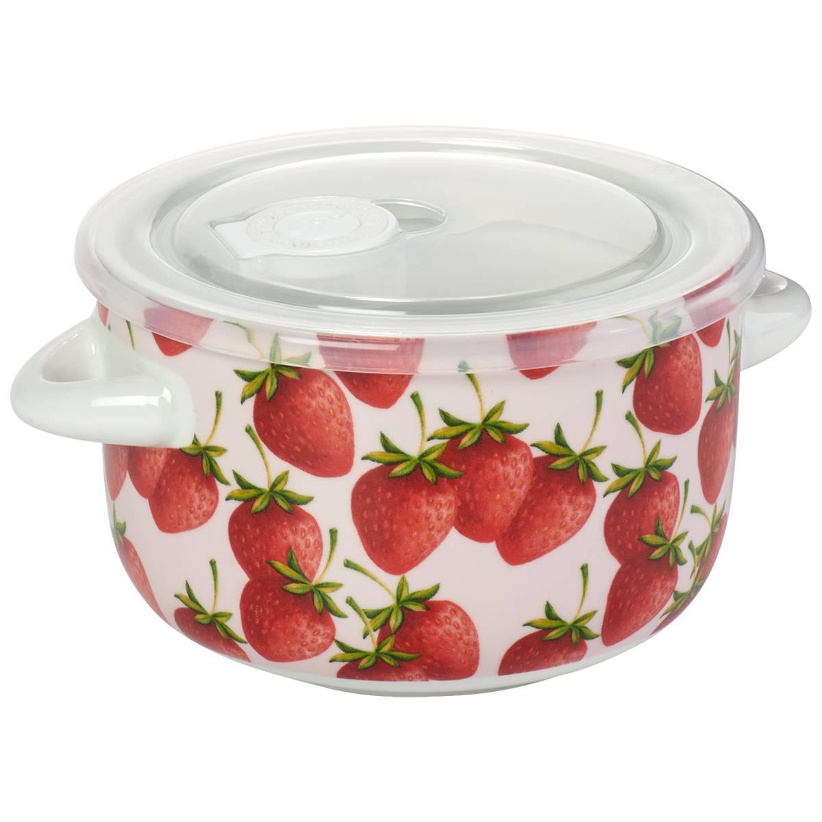 Home Essentials 25oz. Strawberries 2 Handle Bowl with Lid