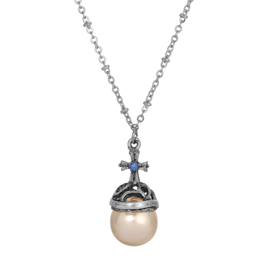 Symbols of Faith Silver-tone Globus Cruciger Cross Necklace