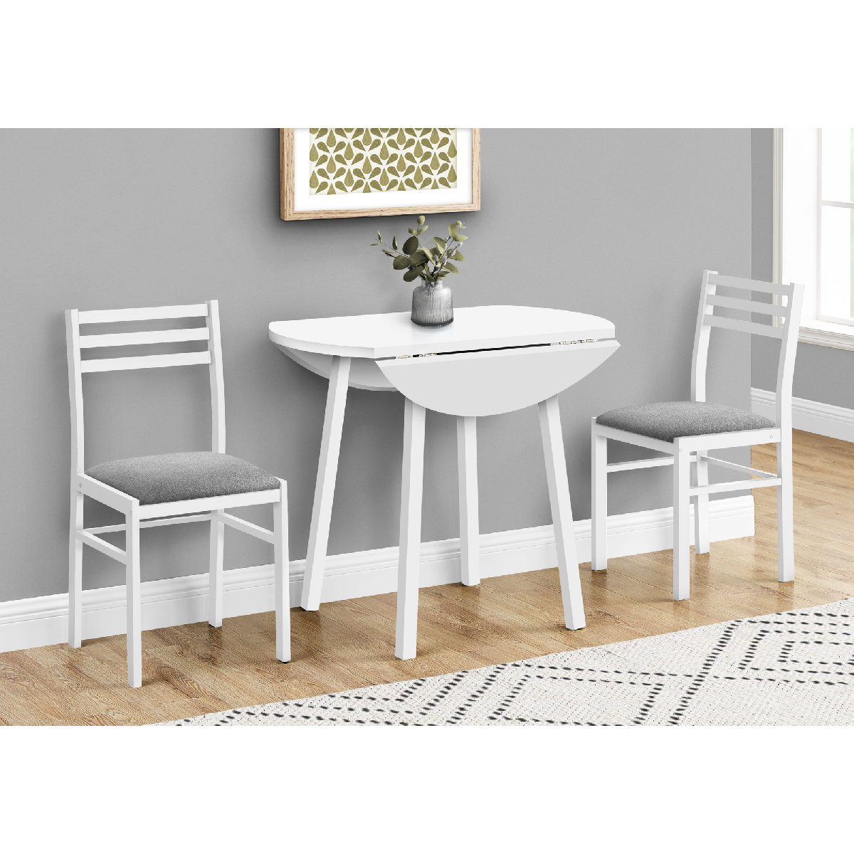 Monarch Specialties 3pc. 35in. Drop Leaf Dining Table Set