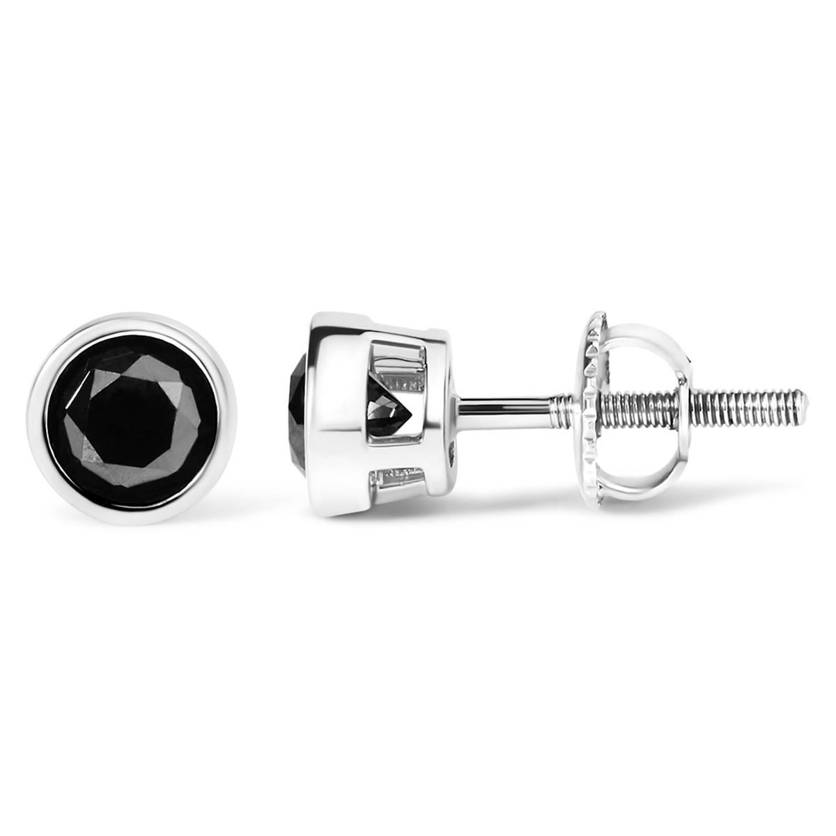 Haus of Brilliance Silver 4ctw. Black Diamond Stud Earrings