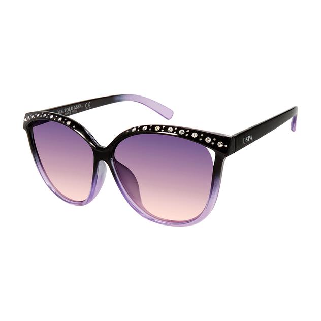 Womens U.S. Polo Assn.® Round Plastic Vent Rhinestone Sunglasses