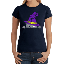 Plus Size LA Pop Art Peeking Witch Cat Word Art Tee
