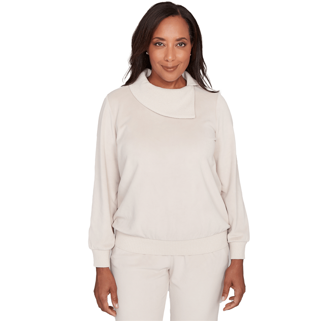 Petite Alfred Dunner Calm Luxe Envelope Neck Sweater