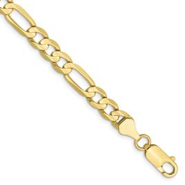 Mens Gold Classics(tm)10kt. 6mm 8in. Concave Figaro Chain Bracelet