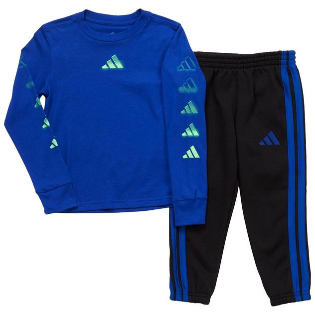 Boys (4-7) adidas® Solid Long Sleeve Tee & Tricot Sweatpants