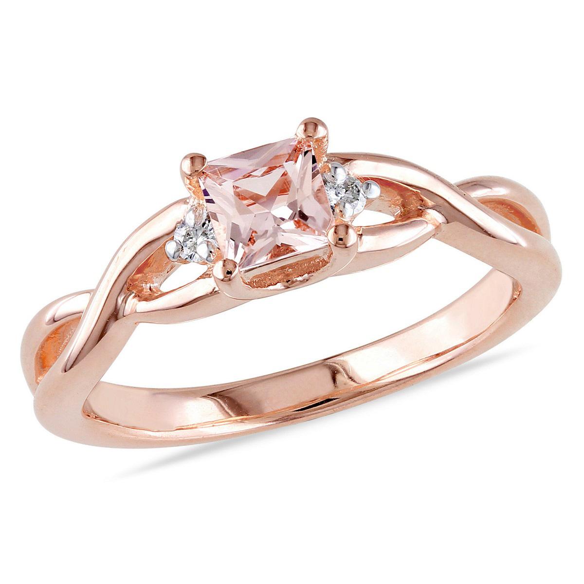Gemstone Classics(tm) Silver Diamond & Morganite Ring