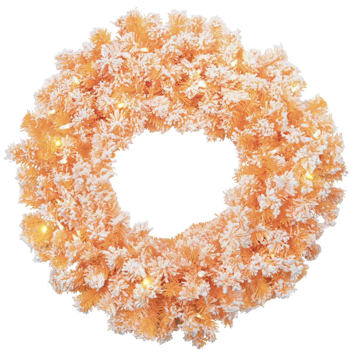 Northlight 24in. Pre-Lit Flocked Orange Pine Christmas Wreath