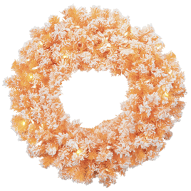 Northlight 24in. Pre-Lit Flocked Orange Pine Christmas Wreath