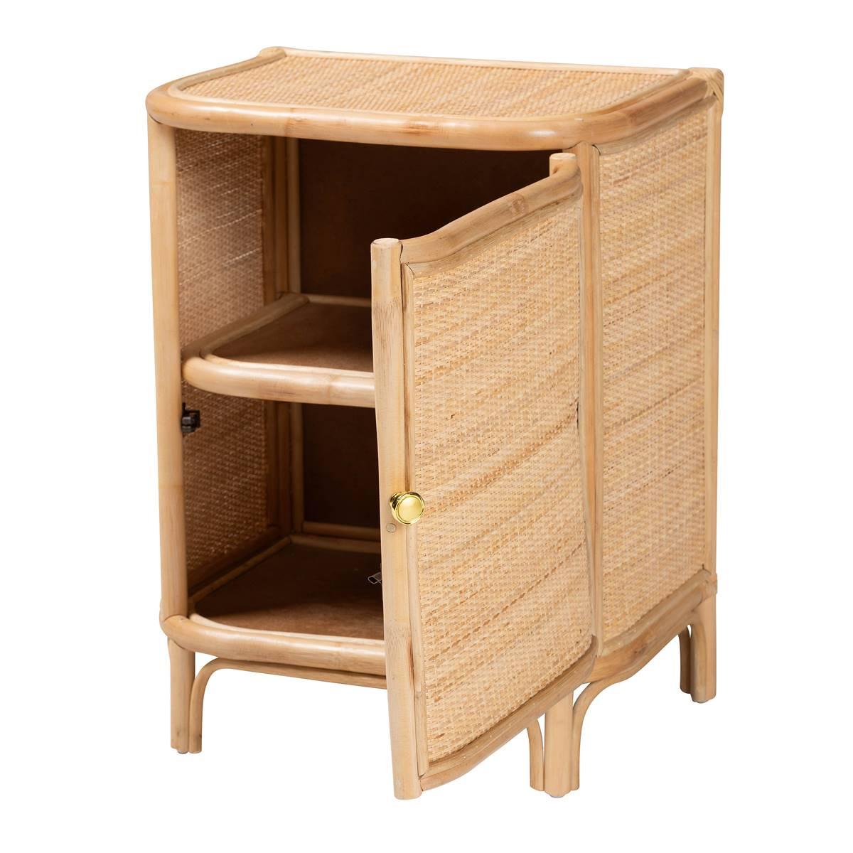 bali & pari Kiara Bohemian Natural Rattan Nightstand