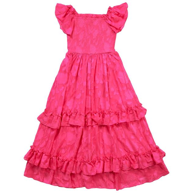 Girls (7-16) Rare Editions Short Sleeve Burnout Tiered Maxi Dress