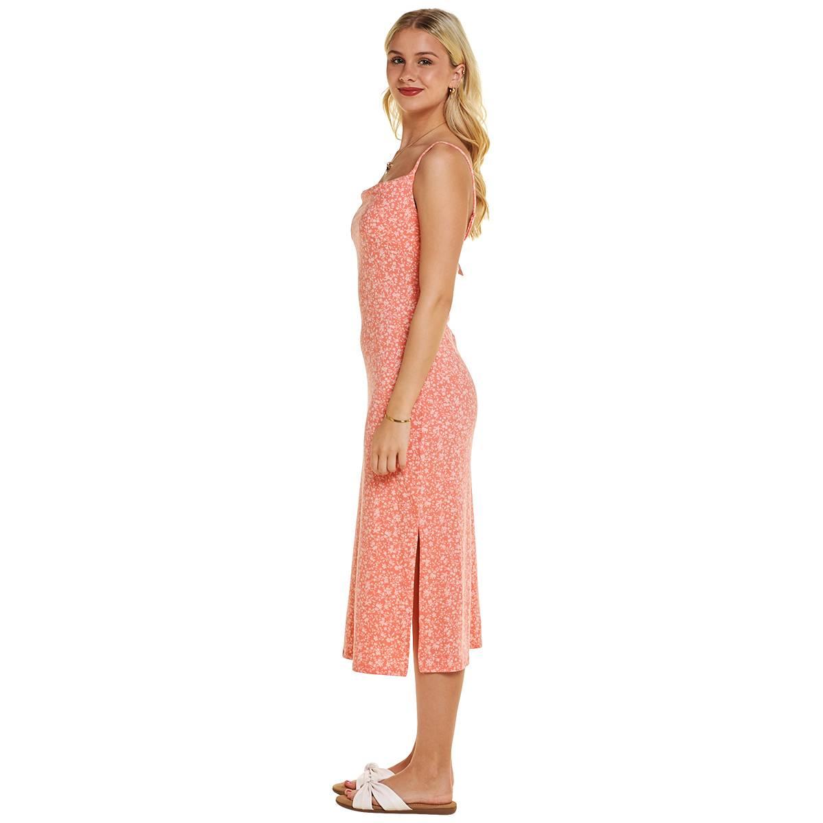 Juniors Wallflower Drape Neck Ditsy Midi Slip Dress