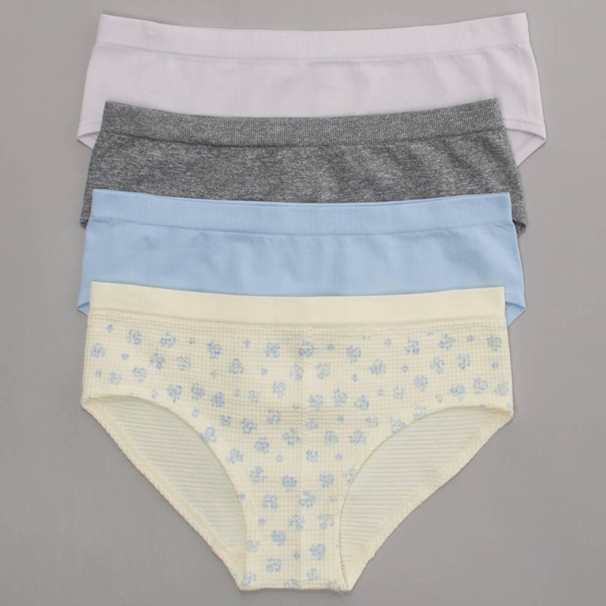 Girls (7-14) Lala® Gigi 4pk. Floral Waffle/Solid/Marled Hipsters