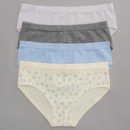 Girls (7-14) Lala® Gigi 4pk. Floral Waffle/Solid/Marled Hipsters