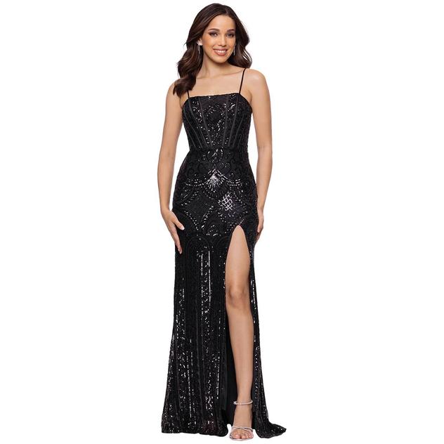 Juniors Blondie Nites Sequin Corset Sheath Dress with Slit