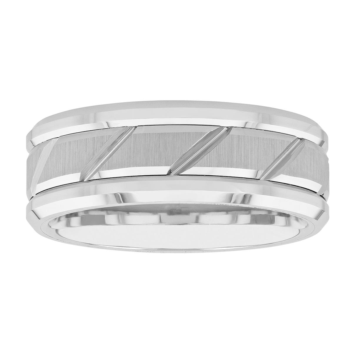 Mens Endless Affection(tm) Tungsten Slanted Groove Band Ring