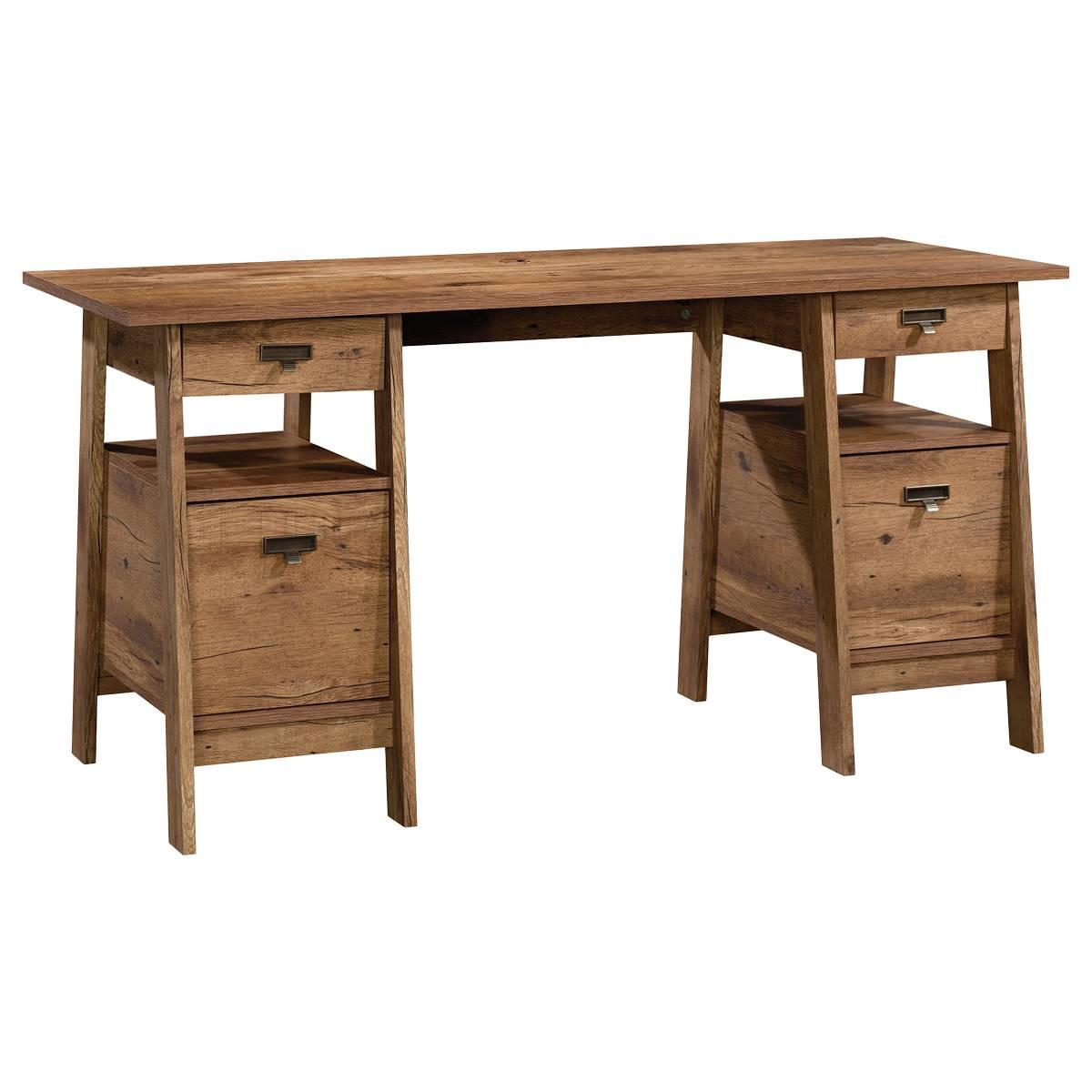 Sauder Trestle Desk - Vintage Oak