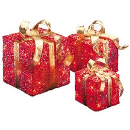 National Tree 3pc. Pre-Lit Glittered Gift Box Set