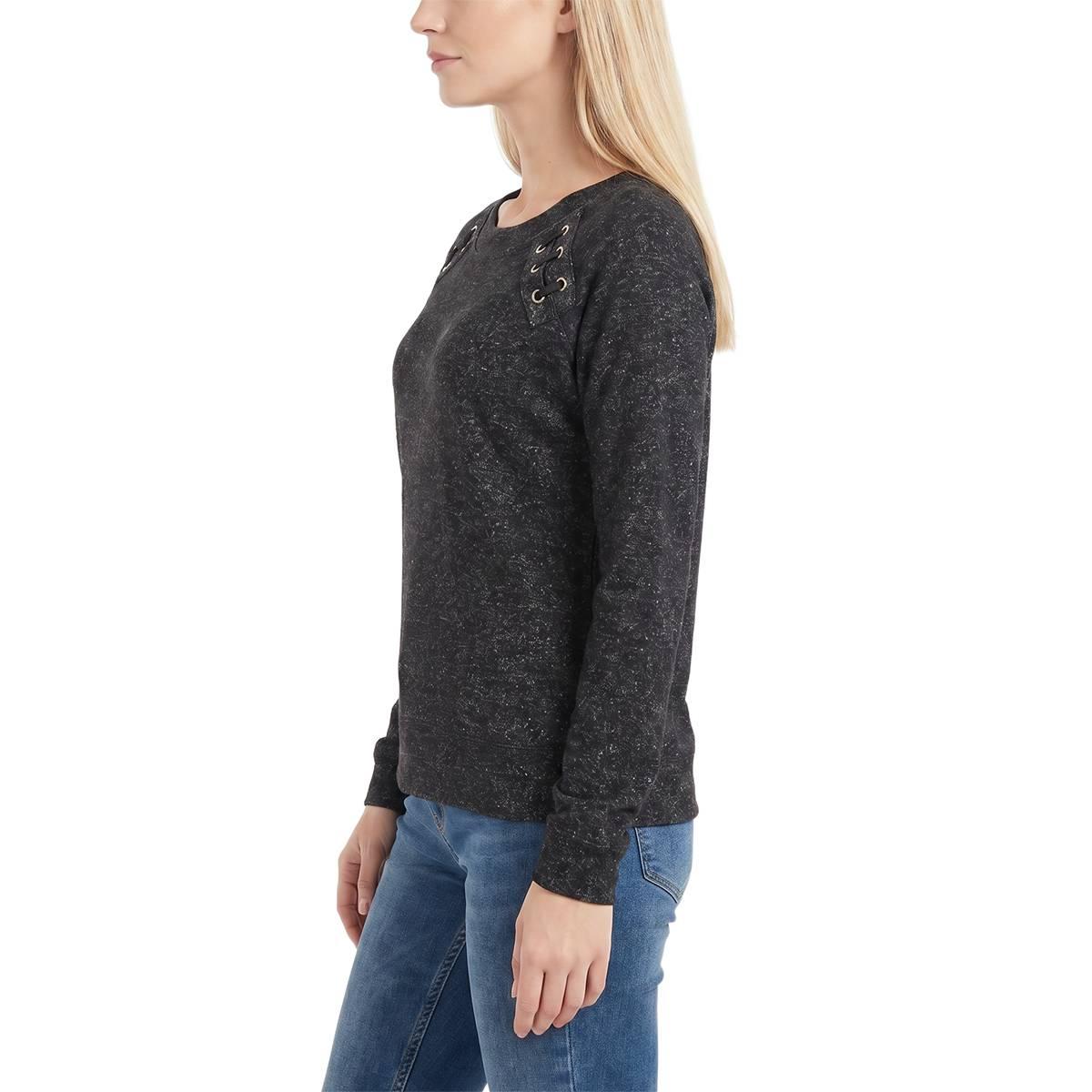 Petite NY Collection Long Raglan Sleeve Space Dye Hacci Top
