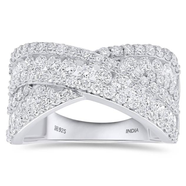 Nova Star® Sterling Silver Lab-Grown Diamond Criss Cross Ring