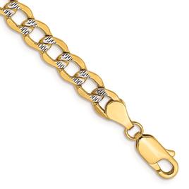 Mens Gold Classics(tm) 5.2mm. 14k Semi Solid Pave Curb Bracelet