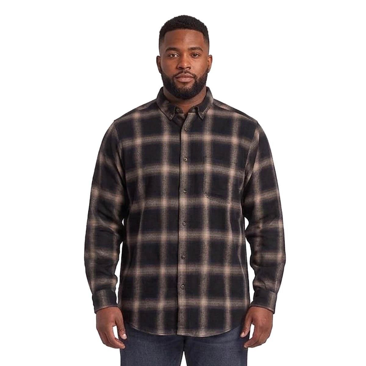 Mens Big & Tall Mountain Ridge Flannel Shirt - Black/Brown/Cream