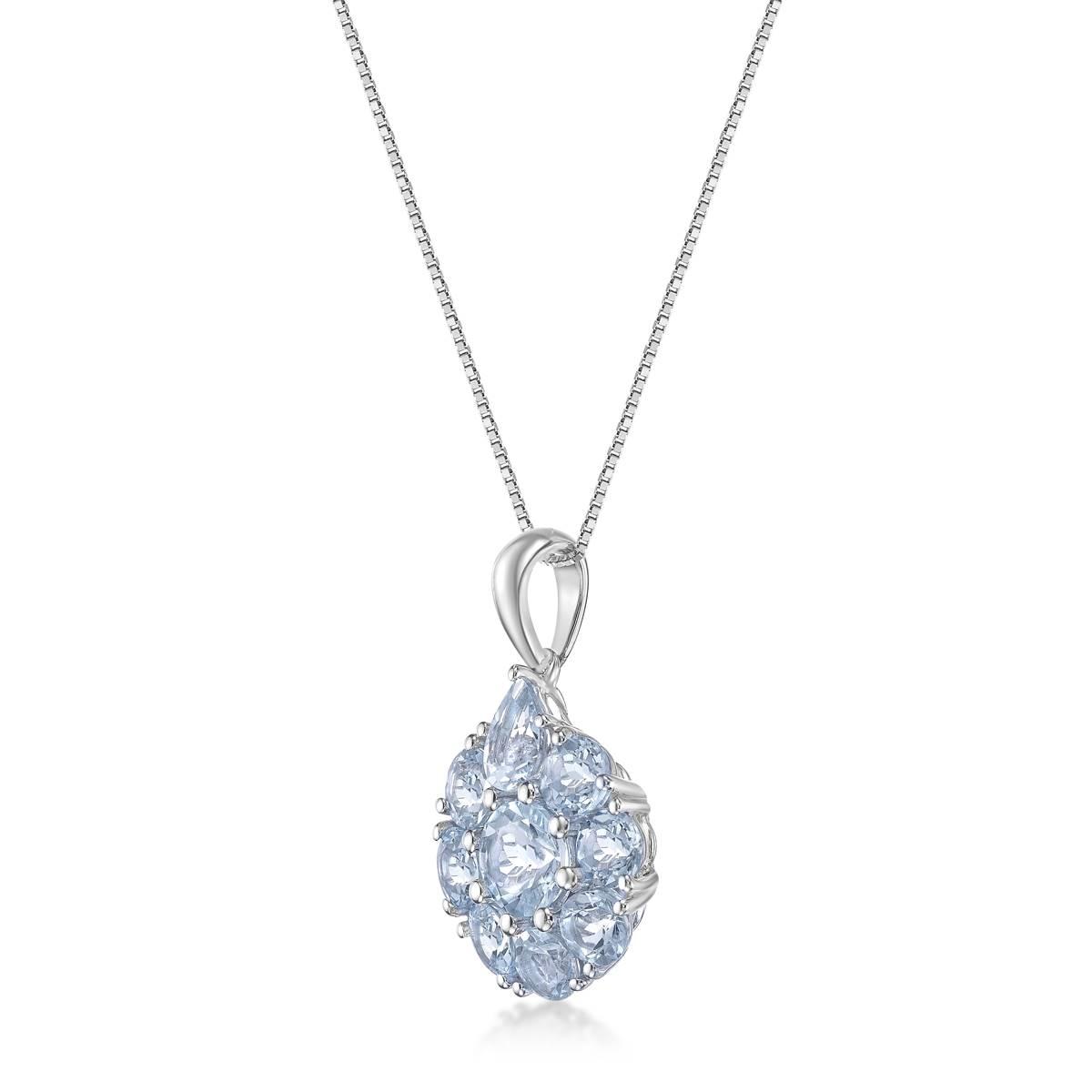 Gemminded 6mm & 4mm Round & 6x4 Pear Shape Aquamarine Pendant
