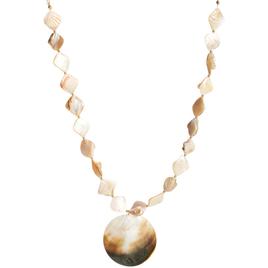 Ashley Cooper(tm) Gold-Plated Disc Pendant Necklace w/ Beaded Shell