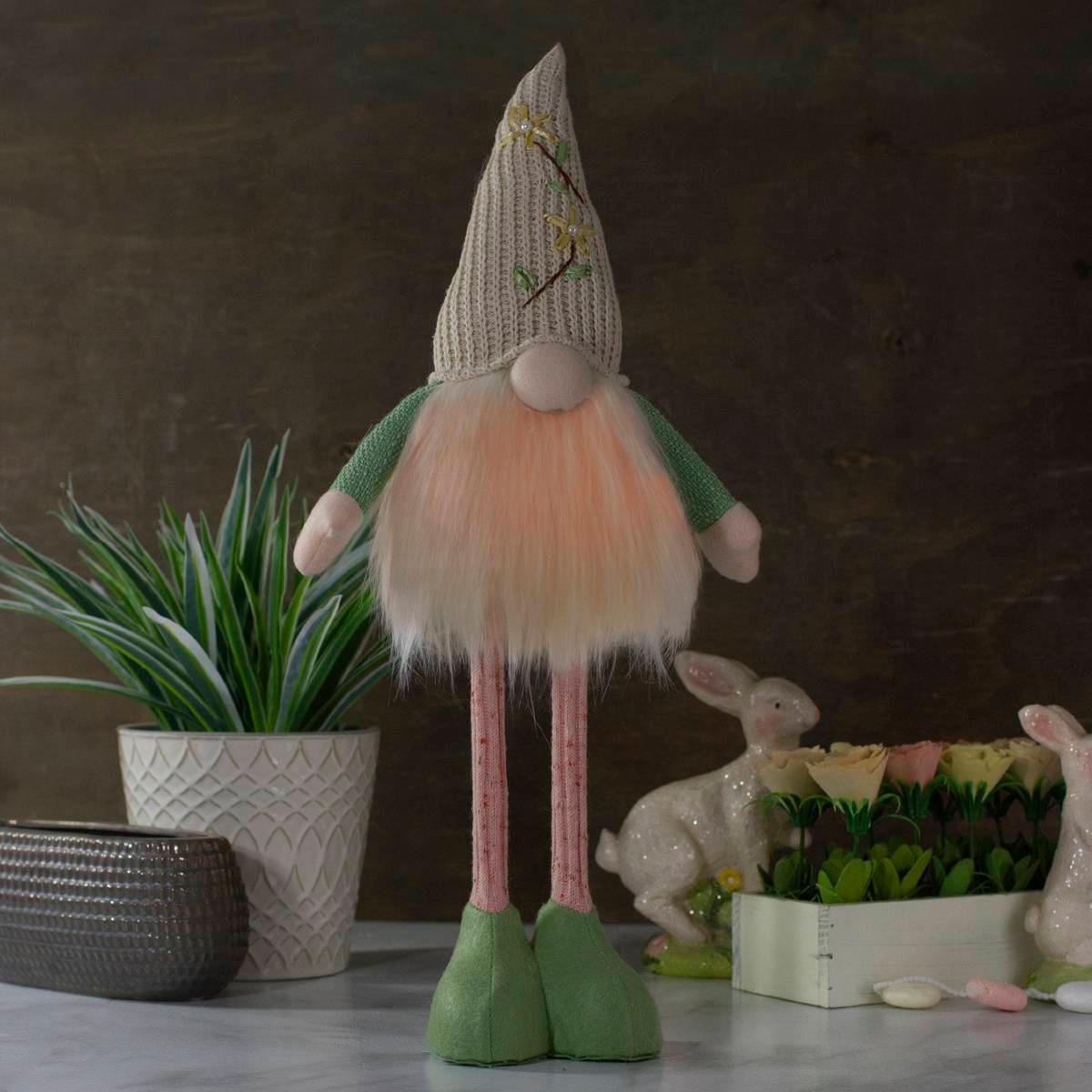 Northlight Seasonal LED Gnome Figurine w/ Knitted Floral Hat
