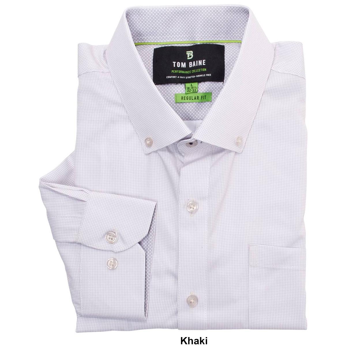 Mens Tom Baine Performance Regular Fit Checkered Dress Shirt
