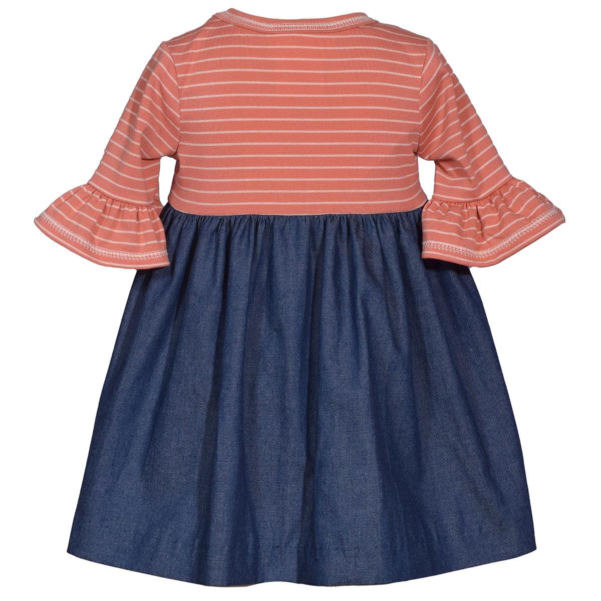 Girls (4-6x) Bonnie Jean Stripe & Floral Embroidered Denim Dress