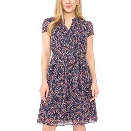 Petites MSK Short Sleeve Print Pintuck Chiffon Dress