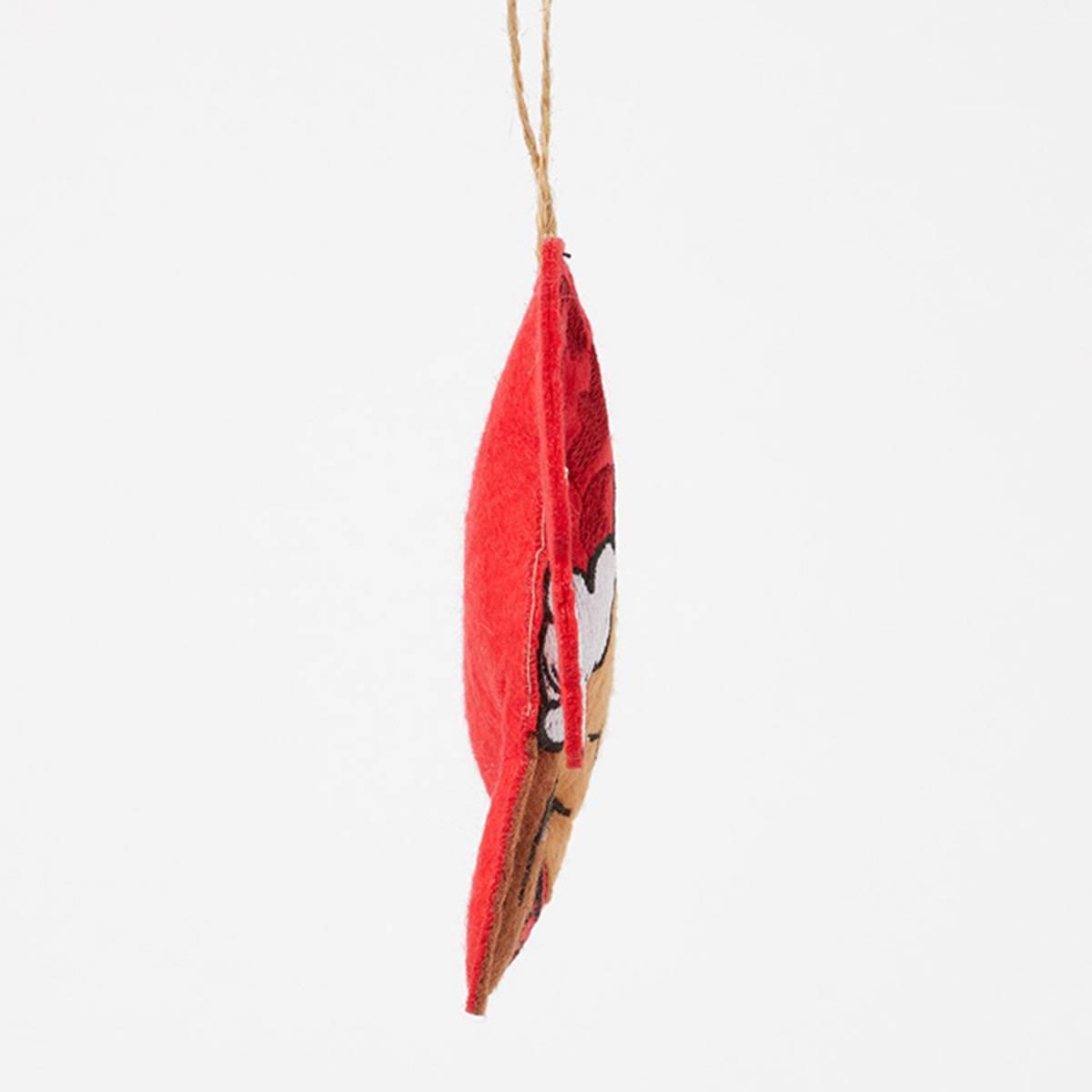 Jim Shore Grinch Felt Max in Santa Hat Christmas Ornament
