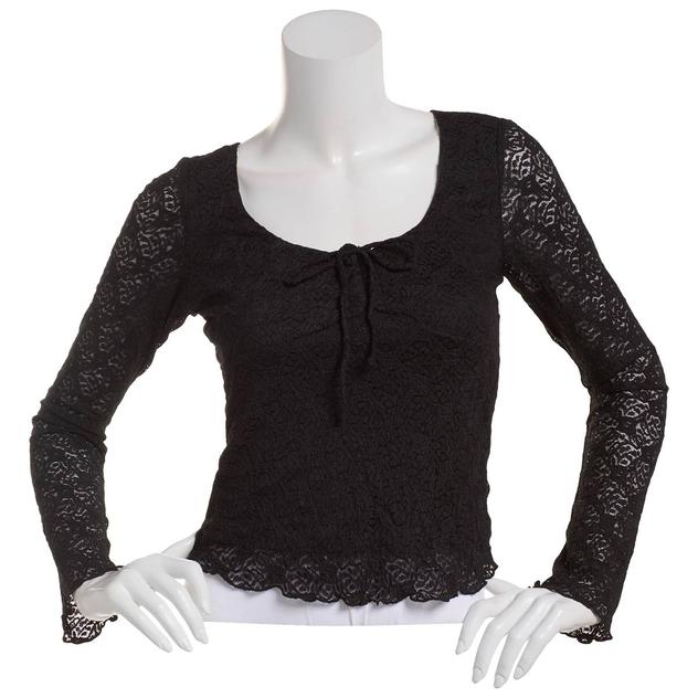 Juniors Madden Girl Lace Bell Sleeve Cinch Bust Blouse